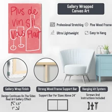 1pc Framed Canvas Wall Art, Pink Wine Preppy Art Print Canvas Poster, Ideal Gift For Bedroom Living Room Hallway Dorm Wall Decor - 彩色 - 查看 6