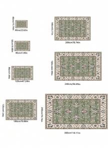 European Style Green Printed Carpet, Non-Slip And Washable, For Living Room Bedroom Office And Indoor/Outdoor Floor Mat, Area Rug 200x300cm (6.56' X 9.84' ) - Sprout Green - View 2