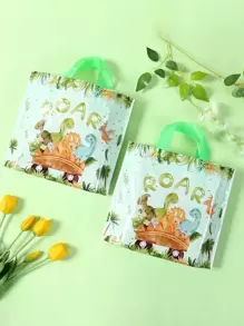 25/50pcs, Dinosaur Gift Bags, Birthday Party Favors Decoration Bags, Cartoon Animal Party Favors Wrapping Supplies, Dinosaur Birthday Gift Wrapping Candy Bags, Birthday Decorations