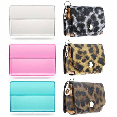 New PC Transparent Storage Box PU Leather Leopard Pattern Storage Case For IQOS Iluma One Cigarette Case Holder