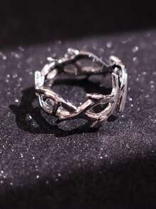 1 pieza Anillo abierto ajustable de espinas vintage punk de plata para hombre, joyería
