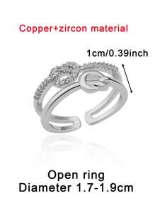 1 件精致双层结戒指女士 18K 镀金不锈钢开口可调节戒指订婚结婚珠宝时尚配饰情人节礼物