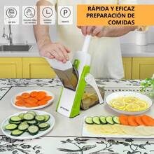 Cortador Mandolina, cortador de verduras, picador de verduras manual, rallador de verduras con protección anti-Cortes y grosor ajustable - Multicolor - Ver 9