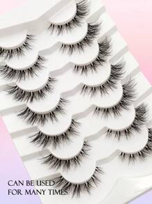 Asiteo 7对假睫毛自然纤细柔软时尚透明带状交叉睫毛适用于日常约会和节日睫毛条睫毛，睫毛，睫毛，假睫毛