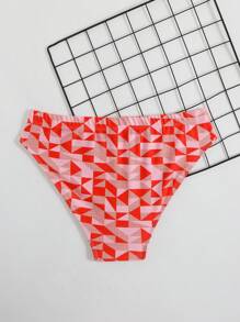 Men's Beach Pink Geometric Pattern Iridescent Triangle Swimming Trunks - Hot Pink - View 2