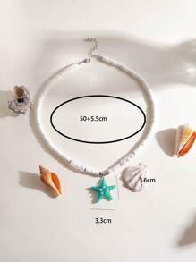 1pc Bohemian Beachy Style Resin White Faux Pearl Starfish Shell Pendant Necklace, Women Holiday Beach Party Gift, Middle East Ramadan Event