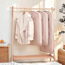 1pc Oxford Cloth Zipper Transparent Window Garment Bag, Breathable Fur/Down Jacket/Fur Coat Dust Cover, Hanging Clothes Storage Bag