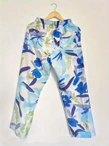 Pantalon décontracté à taille haute imprimé, pantalon polyvalent tout-aller pour femmes, vêtement d'été pour femmes