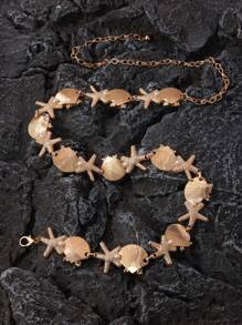 1pc Women's Shell, Starfish & Pearl Decorated Sweet Beach Metallic Waist Chain - Starfish and Shell Waist Necklace - View 9
