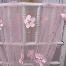 1 Stück perlrosa Blumen Tischläufer, Chiffon-Tüll-Tischdekorationsstoff für Geburtstagsfeiern, Valentinstag, Abschlussball