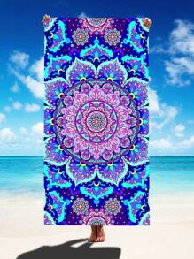 Asciugamano/telo da spiaggia assorbente e ad asciugatura rapida da 250 g/mq, con stampa a stella o mandala, extra large, utilizzabile come tappetino da yoga, scialle per il sole - asciugamano da spiaggia in microfibra per viaggi, campeggio, nuoto, escursioni - dimensioni 70*140cm o 90*180cm, accessorio essenziale per vacanze estive, viaggi, vacanze, decorazione da bagno