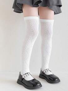 1 Pair Kids Thin Knee-High Socks,Princess Design Leg Warmers,Versatile Mesh Long Stockings For Girls, Spring/Summer