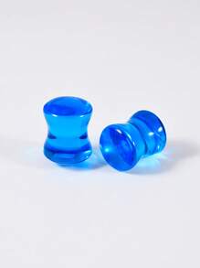 1Pair Transparent Blue Glass Solid Ear Plug No Thread Ear Expander Strencher Ear Gauges Tunnel Body Piercing Jewelry For Male&Female Daily Wearing 6-30mm - Blue - View 19