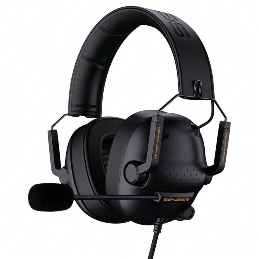 SENZER SG500 有线专业游戏耳机 - 有线游戏耳机 - PC 耳机 - 适用于 PC、PS4、PS.5、Xb.Ox One 和 Switch 音频耳机的折叠耳机，适用于苹果手机、iPad、笔记本电脑的电子耳塞，适用于 IOS、Android 用户，适合家人、朋友、孩子、生日、春天、男朋友、女朋友、节日、复活节的人机对话高考英语口语听力和口语测试耳机有线带麦克风在线 - SG500-BK - 查看 1