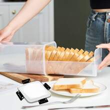 1 件 - 带内托盘的滑出式厨房面包盒，带翻盖的矩形吐司储存容器，塑料食品保鲜剂，方形面包盒 - 厨房配件