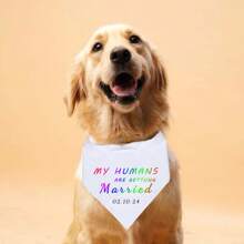 1 pieza Pañuelo personalizado para mascota, Accesorio de foto de boda con fecha personalizada, Babero personalizado para perro con fecha de boda