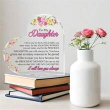 1 pièce Plaque de nom de bureau pour fille - Ma fille précieuse à jamais - Cadeau parfait pour l'anniversaire, la remise des diplômes, le mariage, Noël - Décoration de chambre, cadeau pour la famille, les amis, la décoration d'étagère de bureau, la décoration de table basse, Thanksgiving, cadeau de Noël, convient aux couples et à la famille, cadeau de réconfort, centre de table de salle à manger