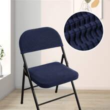 Solid Color Household Folding Chair Cover Suitable For Home Decoration Polyester Cover For Covers Wedding Party Dining Elastic Chair Covers - 深藍色 - 查看 4