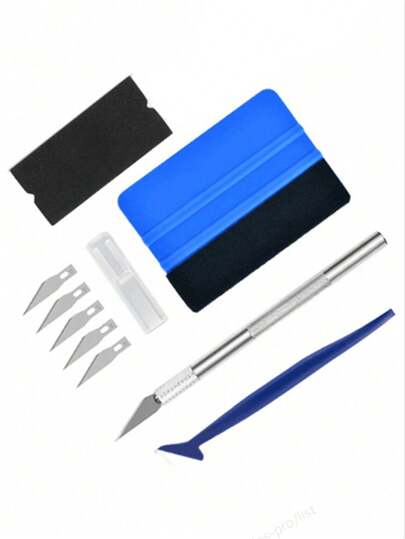 10PCS Aluminum Alloy Car Tint Squeegee Tool Kit With Felt Edged Squeegee For Car Window Tinting, Plastic Scraper Included
