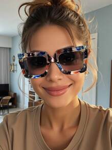 1/3/5副装男女通用方形波西米亚风太阳镜，适合街头风、旅行、运动、驾驶、海滩、节日、度假、钓鱼、户外活动、高尔夫、街头风、驾驶、派对、郊游、徒步旅行 - 彩色 - 查看 1