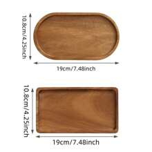 2pcs Elegant Wooden Serving Tray, Breakfast Tray, Wooden Tray, Acacia Wooden Tray, Multifunctional Snack Tray, Cake Tray, Bread Tray, Perfect For Coffee Table Desserts, Cakes& Snacks Ideal For Restaurants & Kitchens, Multi-Purpose, Bathroom Accessories, All Seasons