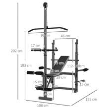 SPORTNOW Adjustable Weight Bench With Bench Press Rack, Preacher Curl Bench, Leg Extension And Lat Pull Down Machine, Incline Or Flat Workout Bench For Home Gym Strength Training Weight Lifting - Negro - Ver 3