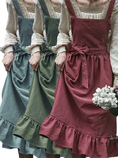 1pc Minimalist French Retro Artistic Style Apron, Suitable For Florists And Baristas, All-Season, Can Be Used For Home Kitchen, Outdoor Camping And Picnics.