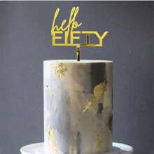 1pc/3pcs/5pcs Golden Acrylic Number Hello 30 40 50 60 Birthday Cake Topper,For Birthday Anniversary Party Cake Dessert Decoration Supplies