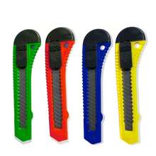 KIT 12 Estilete de Plástico Largo 18mm Estile para Corte Papel Papelão Estilete Atacado Artesanato - Multicolorido - Visão 4