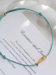 1pc Multicolor Fish Pattern Leather Cord Metal Anklet, Fashion & Personalized, Suitable For Women Party & Daily Wear - Multicolor - View 7