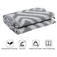 Outdoor Patio Rugs Waterproof Large Plastic Straw Rugs Reversible Portable Picnic Blanket Easy Cleanning Camping Mat Outdoor Area Rug For Garden Balcony Deck - Gris - Ver 5