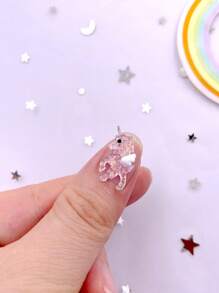 10pcs Hand Painted Mixed Resin Glitter Mini Colorful Pegasus Unicorn Flat Back Rhinestone Art Applique DIY Jewelry Making Scrapbook Decor Crafts Accessories Summer, School - Random mixed - View 5