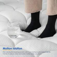 QUEEN ROSE 10 Inch /12 Inch/14 Inch King/Queen/ Full/ Twin/ Size Mattress, Hybrid Mattress For Comfy Sleep, Individually Wrapped Pocket Coils Innerspring Mattress For Motion Isolation, Medium Firm,Euro Top Cooling Technology Edge Support Low Motion Transfer Breathable Construction Pocket Coil CertiPUR-US - 藍白色 - 查看 3