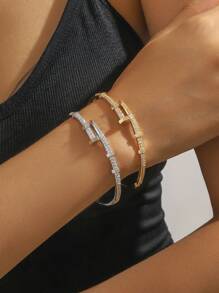 1pc Fashionable And Exquisite European & American Style High-End Design Personalized Micro-Inlaid Zirconia Clasp Bracelet For Women