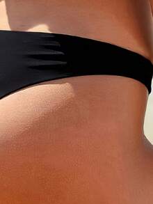 Solid Color Sexy Low-Rise Triangular Briefs, Simple Fashion Suitable For Summer Vacation Beach Black - Black - View 3