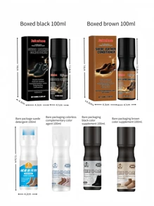 100ml Leather Cleaning And Nursing Agent Velvet Renovation Care Agent Velvet Leather Bag Jacket Coat Shoes And Boots Clean Decontamination Bright Care Suede Shoes Cleaner Complementary Color Renovation Black Matte Shoes Care Liquid Suede Artifact. - Multicolor - View 9