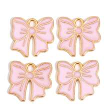 10 件可爱蝴蝶结金属合金吊坠，适合制作女士吊坠耳环、手链、DIY 工艺品 - 金色 - 查看 4