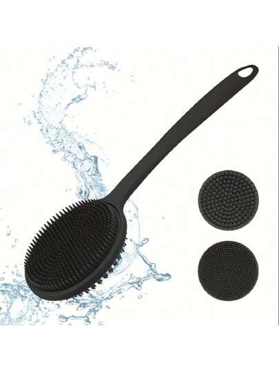 Dual-Sided Silicone Bath Brush - Exfoliating Body Scrubber & Massager For Soft Skin Care, Shower Back Cleaning And Spa Experience (1PC)