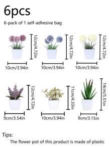 6pcs Artificial Mini Fur Ball Small Potted Plants - Suitable For Home Decor, Festival Atmosphere Desktop Decoration, Window Sill, Bathroom Decor Gifts Birthday Graduation,Garden Decor,Outdoor Plant,Gardening,Fake Flowers - Multicolor - View 3
