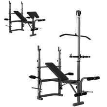 SPORTNOW Adjustable Weight Bench With Bench Press Rack, Preacher Curl Bench, Leg Extension And Lat Pull Down Machine, Incline Or Flat Workout Bench For Home Gym Strength Training Weight Lifting - Negro - Ver 2