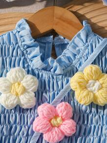 2 件套，女孩时尚简约 3D 花裙 + 配套 3D 花手提包