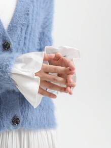 1 Pair Ladies' Fabric Trumpet Decor False Sleeves, Suitable For Outings And Party Decoration - White - View 3