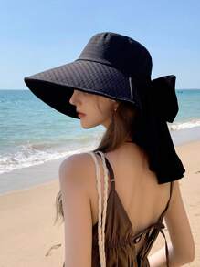 1 件装 2025 新款夏季防紫外线太阳帽带颈罩女士百搭时尚宽边防晒帽