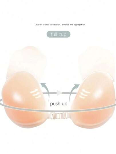 1 Pair Of Silicone Invisible Strapless Bras With Self-Adhesive Backless Push-Up Cups