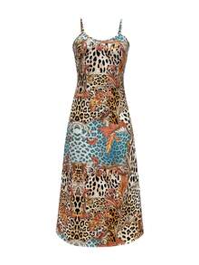 Đầm mini không tay họa tiết da báo dành cho nữ, kiểu dáng bohemian, thích hợp cho kỳ nghỉ hè, dự tiệc hoặc các dịp trang trọng. - Nhiều màu - Xem 2