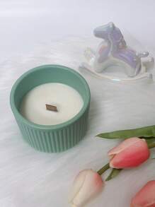 Vela perfumada de cera de soja en taza de cerámica estilo escandinavo a rayas de 5 onzas, decoración creativa del hogar, regalo portátil y fresco de vela