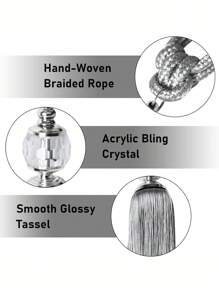 1pc/2pcs Luxury Crystal Pendant Tassel Tie Backs, Multi-Color Options, Suitable For Curtain Fixation And Decoration Gifts Birthday Graduation - Crystal Pendant - View 10