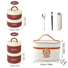 Portable 304 Stainless Steel Thermal Lunch Box With Cutlery&Lunch Bag, Cute Capybara Pattern Leak Proof Bento Box, Microwave Safe&Hot Water Heating, Insulated Anti Scalding Lunch Container, Reusable Fruit Salad Food Storage Container, Suitable For Student And Adult Use In School, Office, Outdoor Camping, Picnic, Travel
