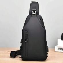 Men Bag Fashion New Solid Color Men Chest Bag Outdoor Casual Fashion One Shoulder Crossbody Bag Nylon USB Charging Shoulder Bags - Grey - View 2