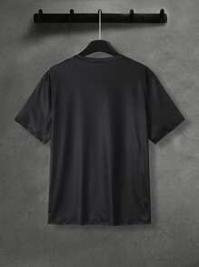 男士休闲户外套装、街头时尚数码印花裤和短袖 T 恤 - 黑色 - 查看 7